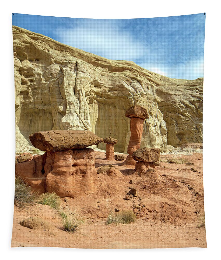 Toadstools Tapestry featuring the photograph Toadstools in Utah by Deborah Penland