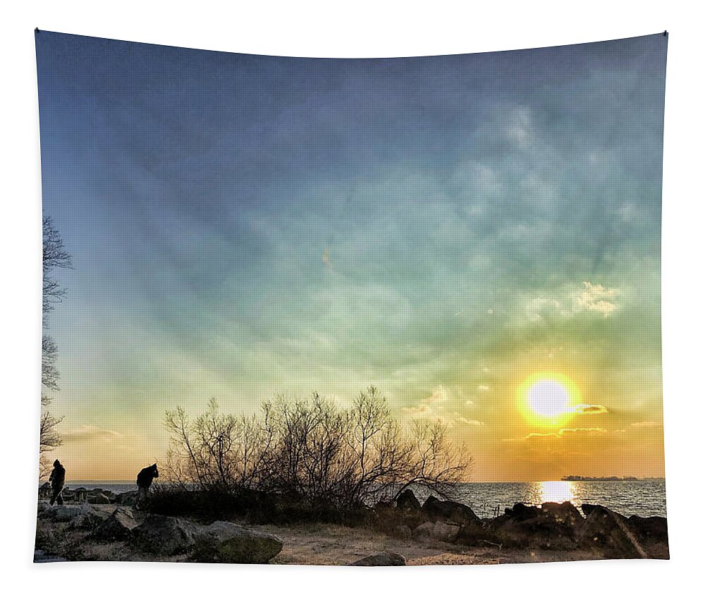 Todds Point Tapestry featuring the photograph Todds Point in Winter at Sunset by Cordia Murphy
