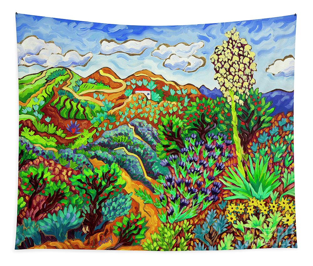 Southwest Tapestry featuring the painting Trails of Spring by Cathy Carey