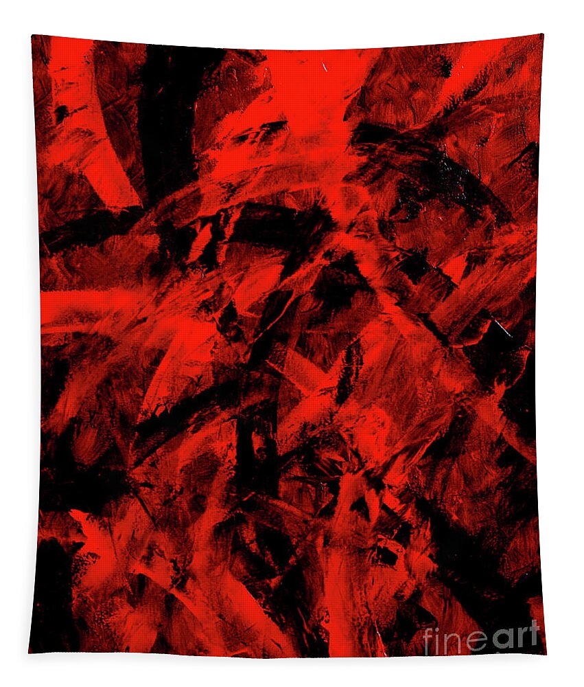 Red Tapestry featuring the painting Transitions with Red and Black by Dean Triolo