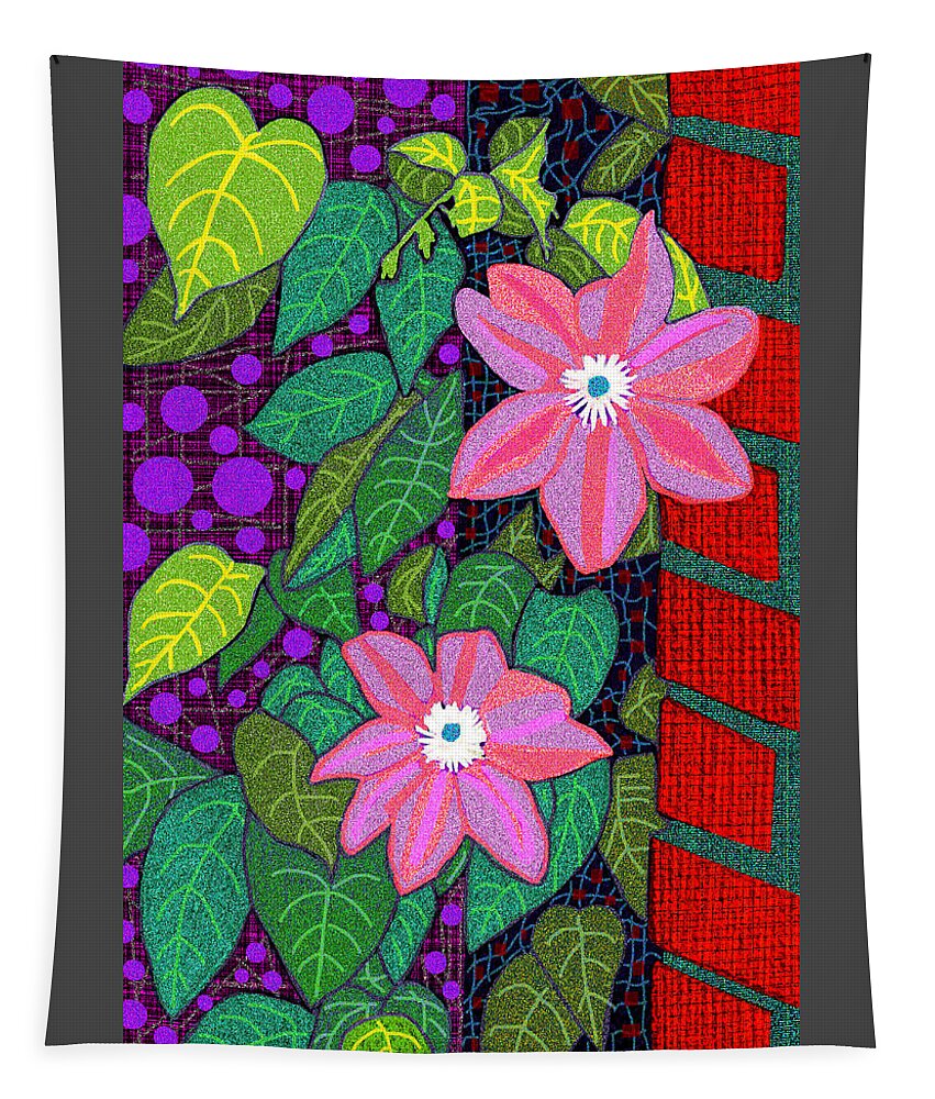 Smokey Mountains Tapestry featuring the digital art Trellis Blooms by Rod Whyte