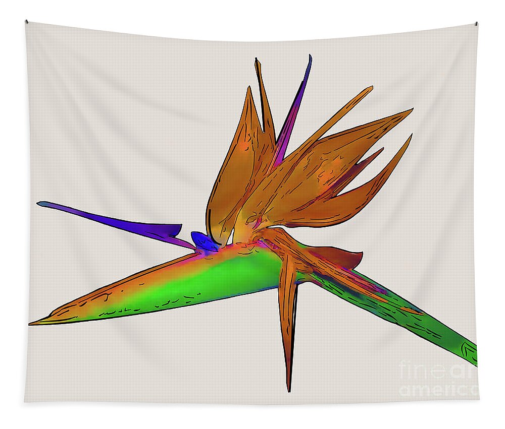 Floral Tapestry featuring the digital art Tropical Bird Of Paradise Watercolor by Kirt Tisdale