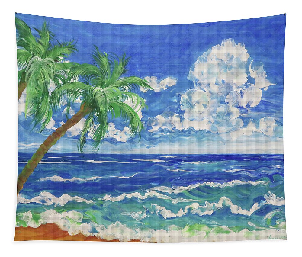 Sea Tapestry featuring the painting Tropical Sea by Frances Miller