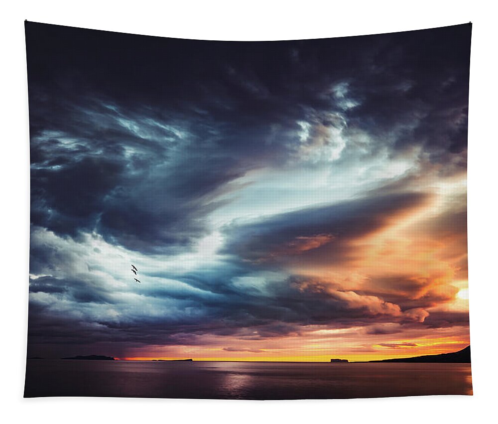 Sky Tapestry featuring the photograph Trouble in the Sky by Philippe Sainte-Laudy