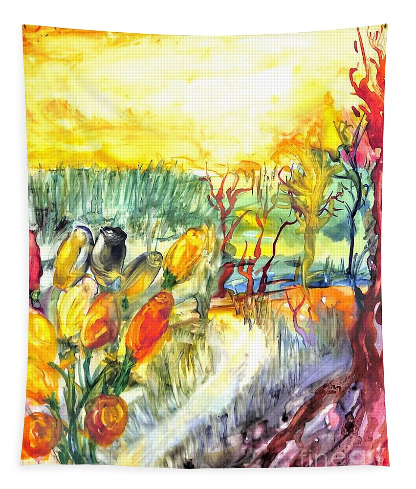 Donoghue Tapestry featuring the painting Tulip Path by Patty Donoghue
