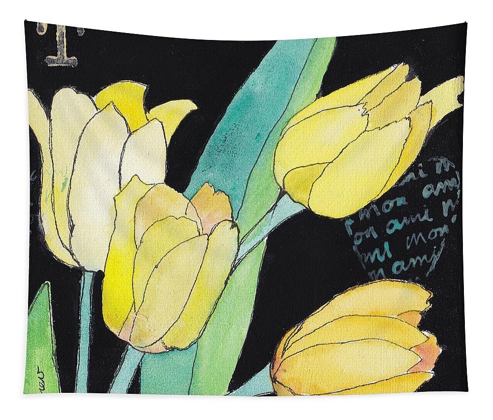 Flowers Tapestry featuring the painting Tulips by Ruth Kamenev