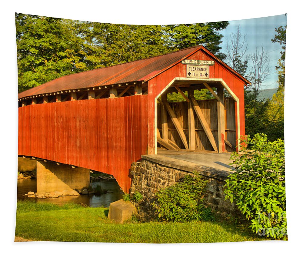 Enslow Tapestry featuring the photograph Turkey Trail Covered Bridge by Adam Jewell