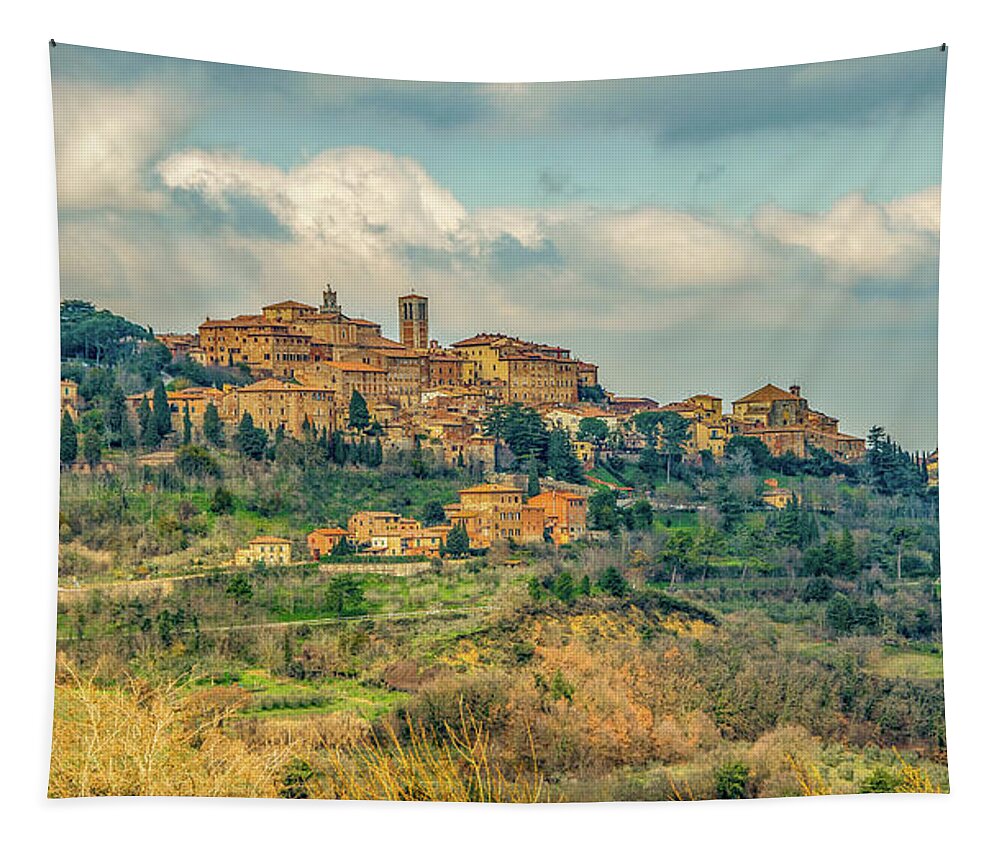 Montepulciano Tapestry featuring the photograph Tuscan Hill Town by Marcy Wielfaert