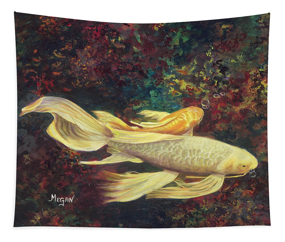 Koi Tapestry featuring the painting Two Koi by Megan Collins