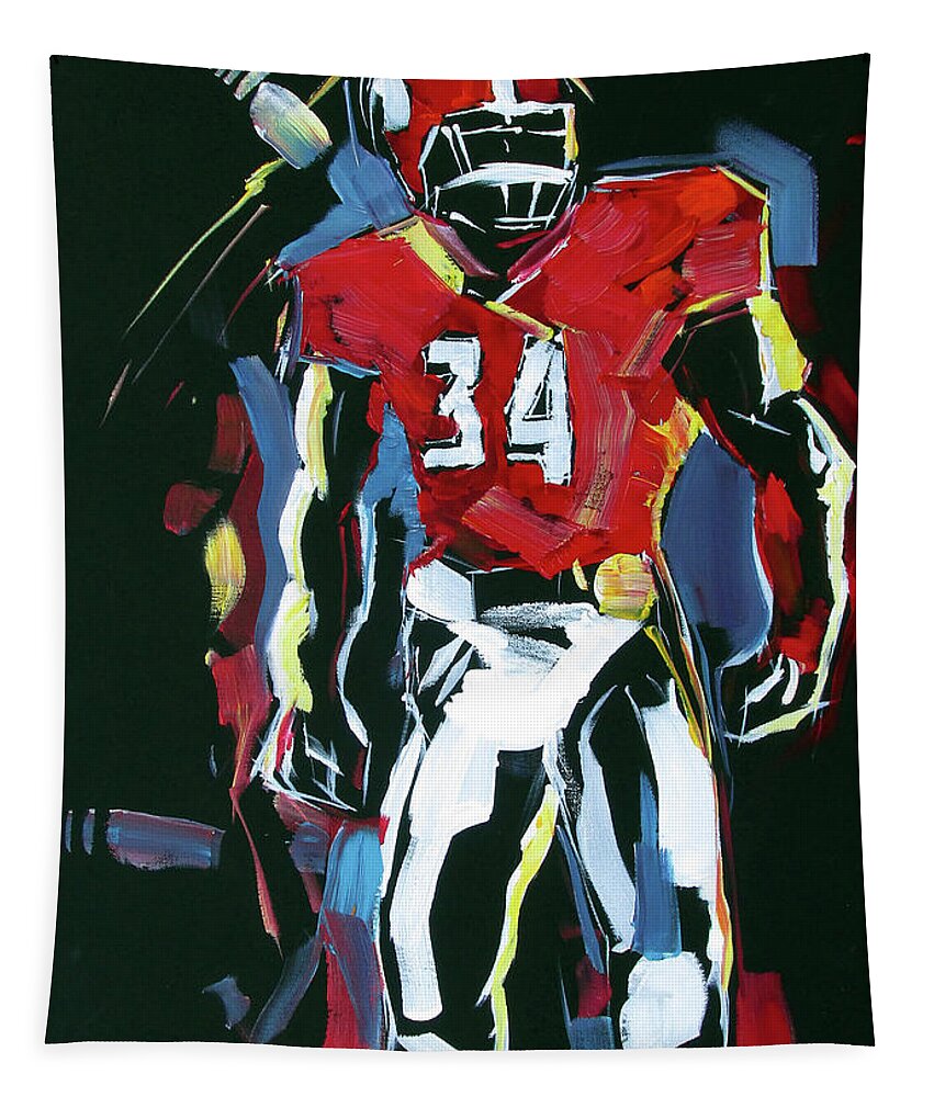 Uga Football Tapestry featuring the painting UGA number 34 by John Gholson