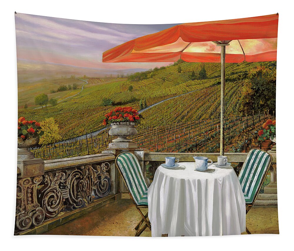 Vineyard Tapestry featuring the painting Un Caffe' Nelle Vigne by Guido Borelli