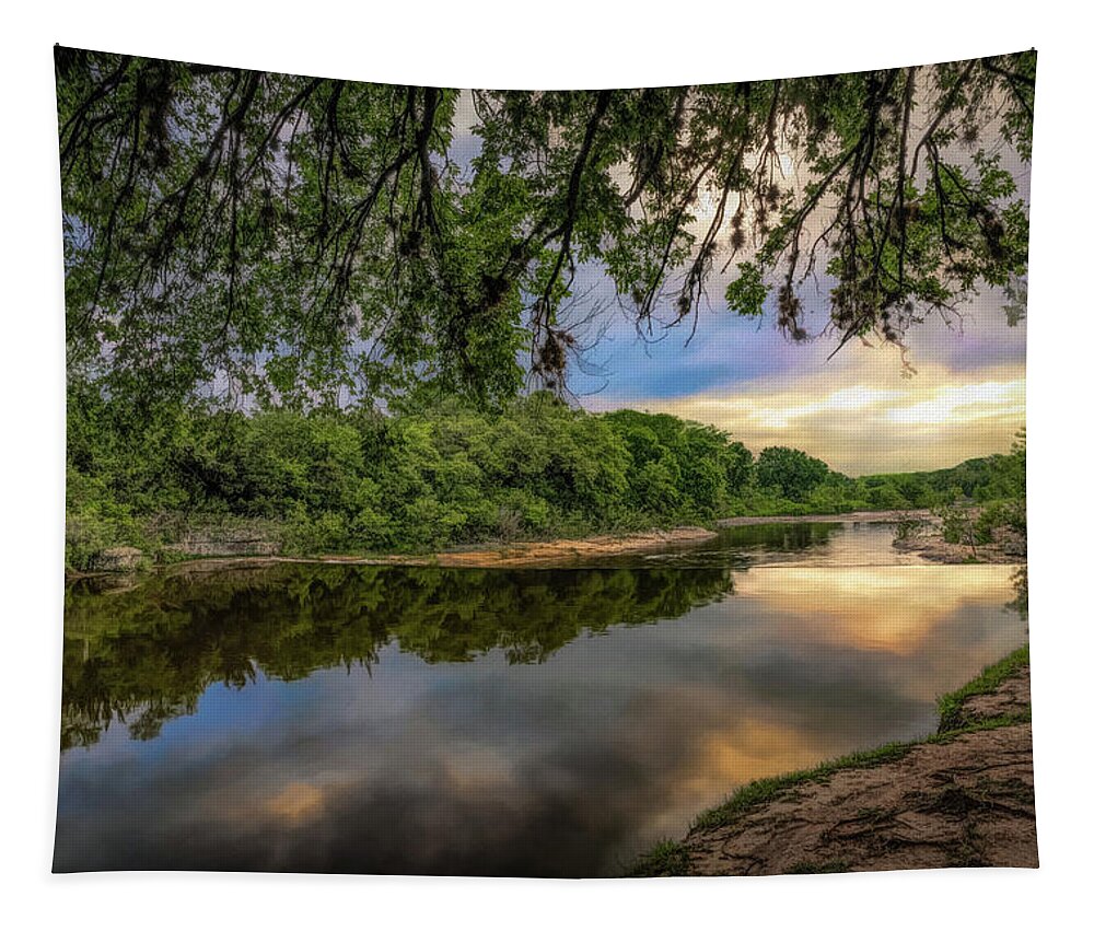 Texas-san Gabriel River Tapestry featuring the photograph Under The Big Oak Tree by G Lamar Yancy