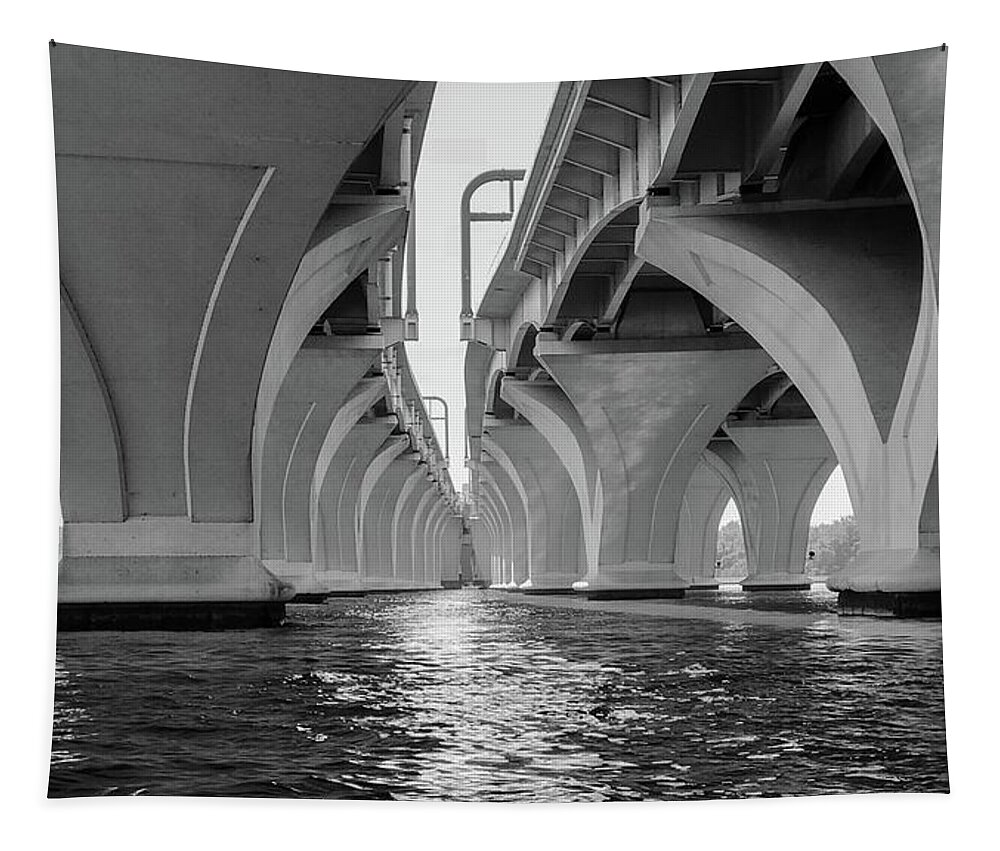 Bridge Tapestry featuring the photograph Under the Woodrow Wilson Bridge by Lora J Wilson
