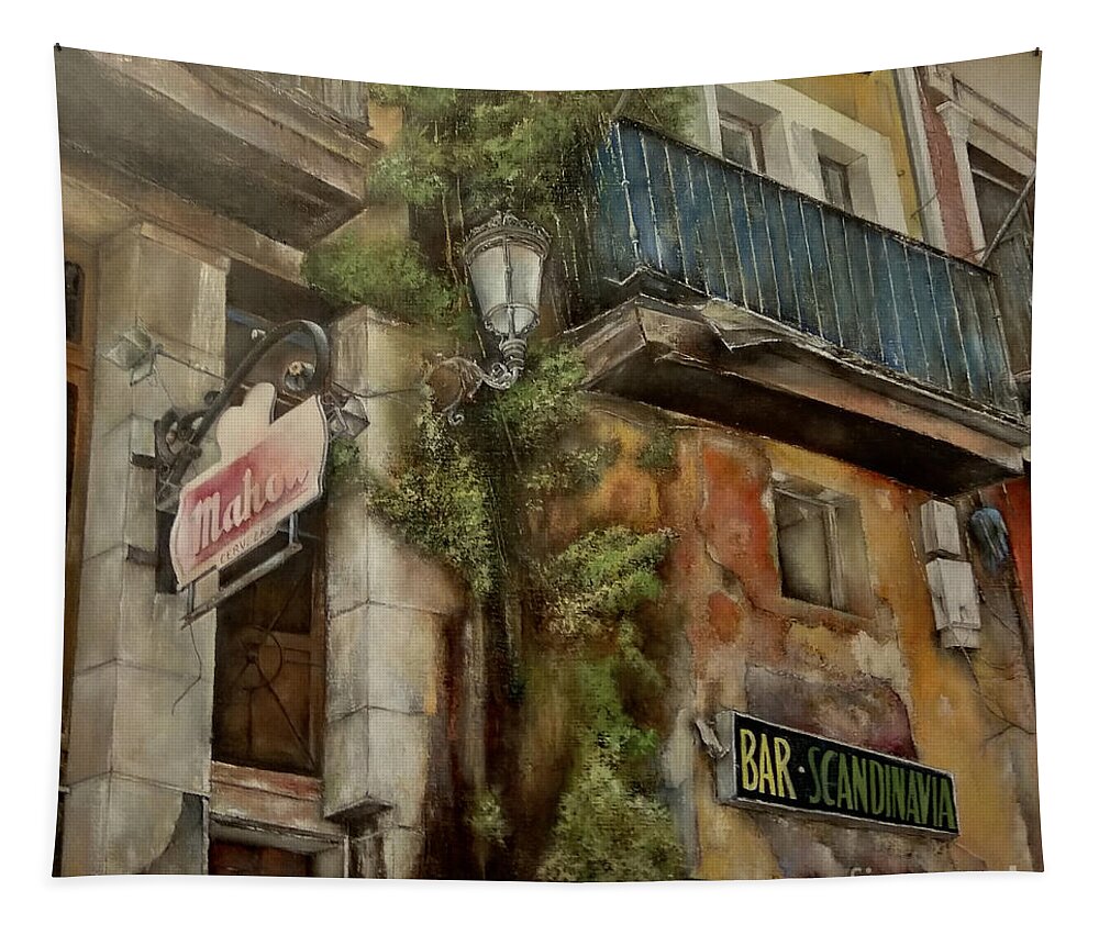 Facades Tapestry featuring the painting Urban decay by Tomas Castano