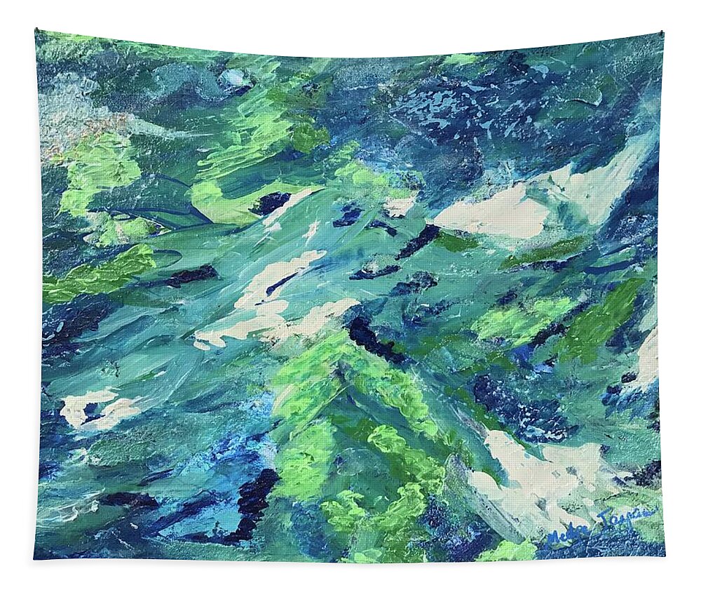 Blue. Green Turquoise Sea Idea Alive Horizon Mediterranean Sea - Turkey Tapestry featuring the painting Urla Horizon by Medge Jaspan