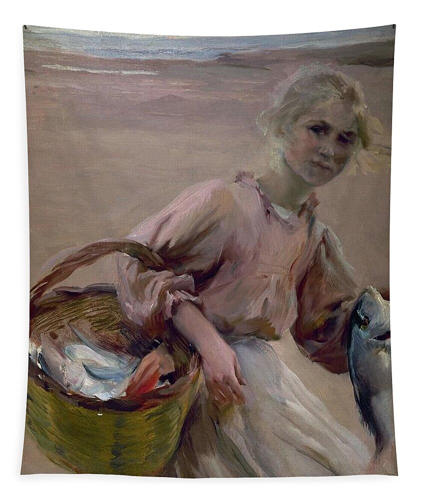 Joaquin Sorolla Tapestry featuring the painting Valencian Fisherwoman -'pescadora Valenciana'- - 1900. by Joaquin Sorolla -1863-1923-