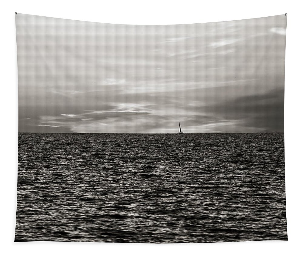 Sea Tapestry featuring the photograph Vela al tramonto 07654 by Marco Missiaja