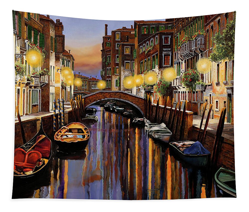Venice Tapestry featuring the painting Venice at Dusk by Guido Borelli
