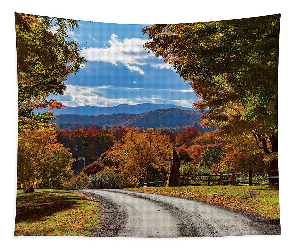Pomfret Vermont Tapestry featuring the photograph Vermont Backroad Ramble in Autumn by Jeff Folger