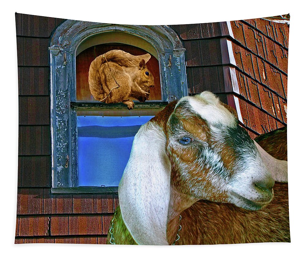 Goat Tapestry featuring the mixed media Victorian Friends 4 by Lynda Lehmann