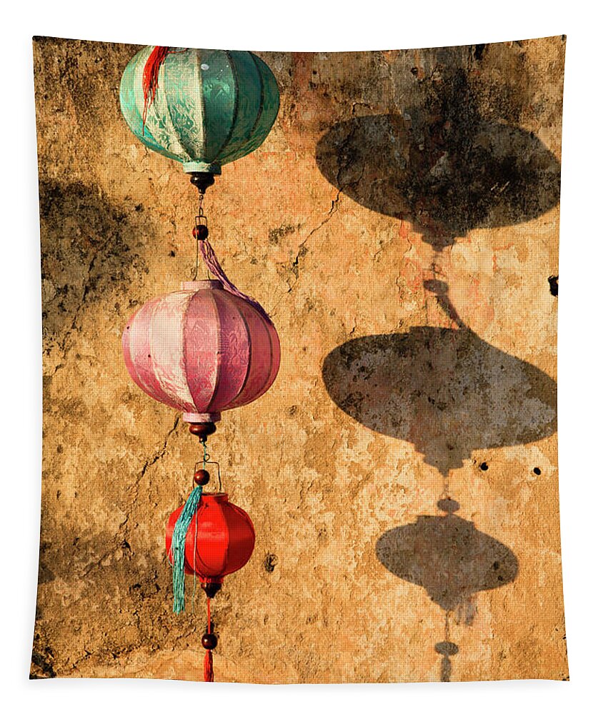 Estock Tapestry featuring the digital art Vietnam, Vietnamese Lanterns by Suzy Bennett