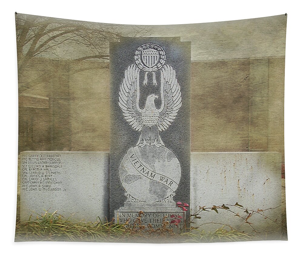 Vietnam War Memorial Dekalb County Tapestry featuring the digital art Vietnam War Memorial DeKalb County Alabama by Anita Faye