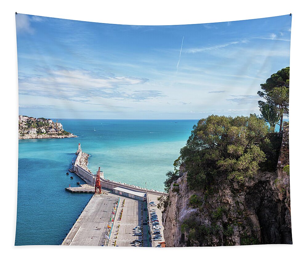 Nice Tapestry featuring the photograph View From Castle Hill To The Sea In Nice by Artur Bogacki