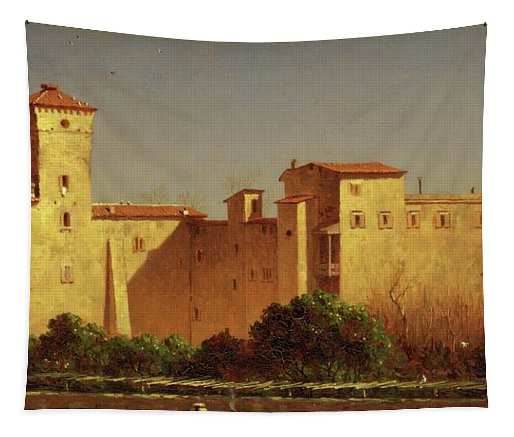 Castle Tapestry featuring the painting Villa Malta, Rome by Sanford Robinson Gifford
