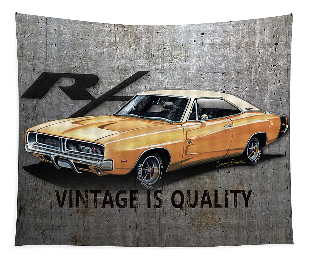 Art Tapestry featuring the mixed media Vintage Charger by Simon Read