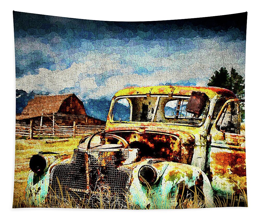 Truck Tapestry featuring the digital art Vintage by Mark Allen