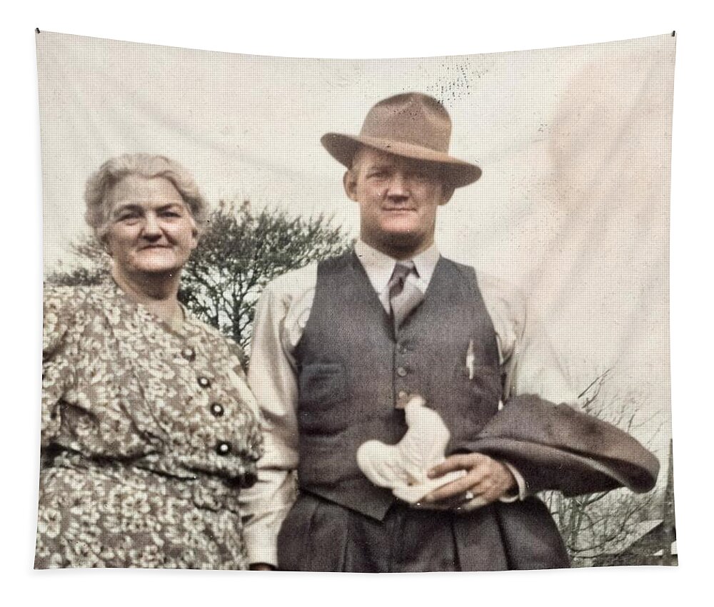 Colorized Tapestry featuring the painting Vintage Photo 1890s - 1940s - 122 colorized by Ahmet Asar by Celestial Images