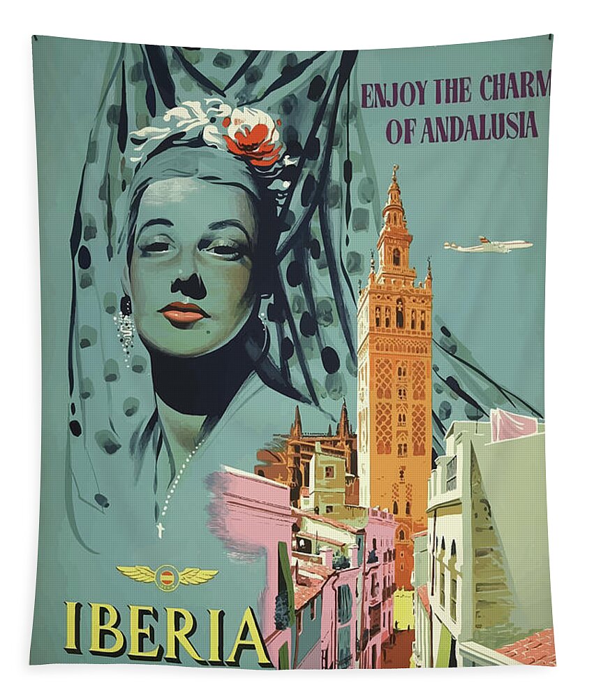 Vintage Tapestry featuring the mixed media Vintage Travel Poster Andalusia Spain by Movie Poster Prints
