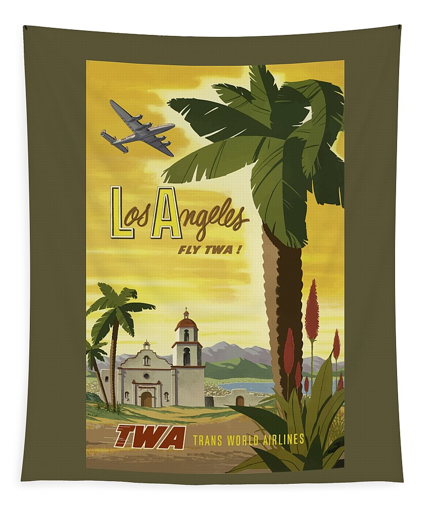 Los Tapestry featuring the painting Vintage Travel Poster - Los Angeles by Esoterica Art Agency