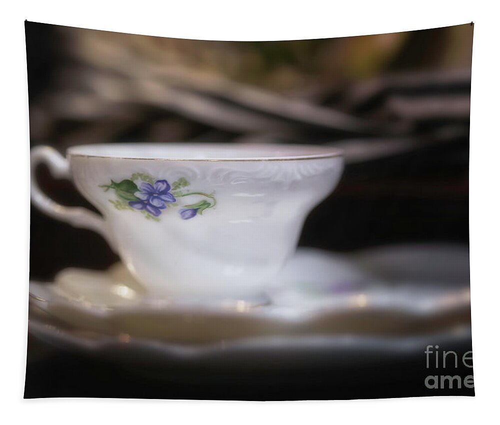 Tea Cup Tapestry featuring the photograph Viola by Natural Abstract Photography