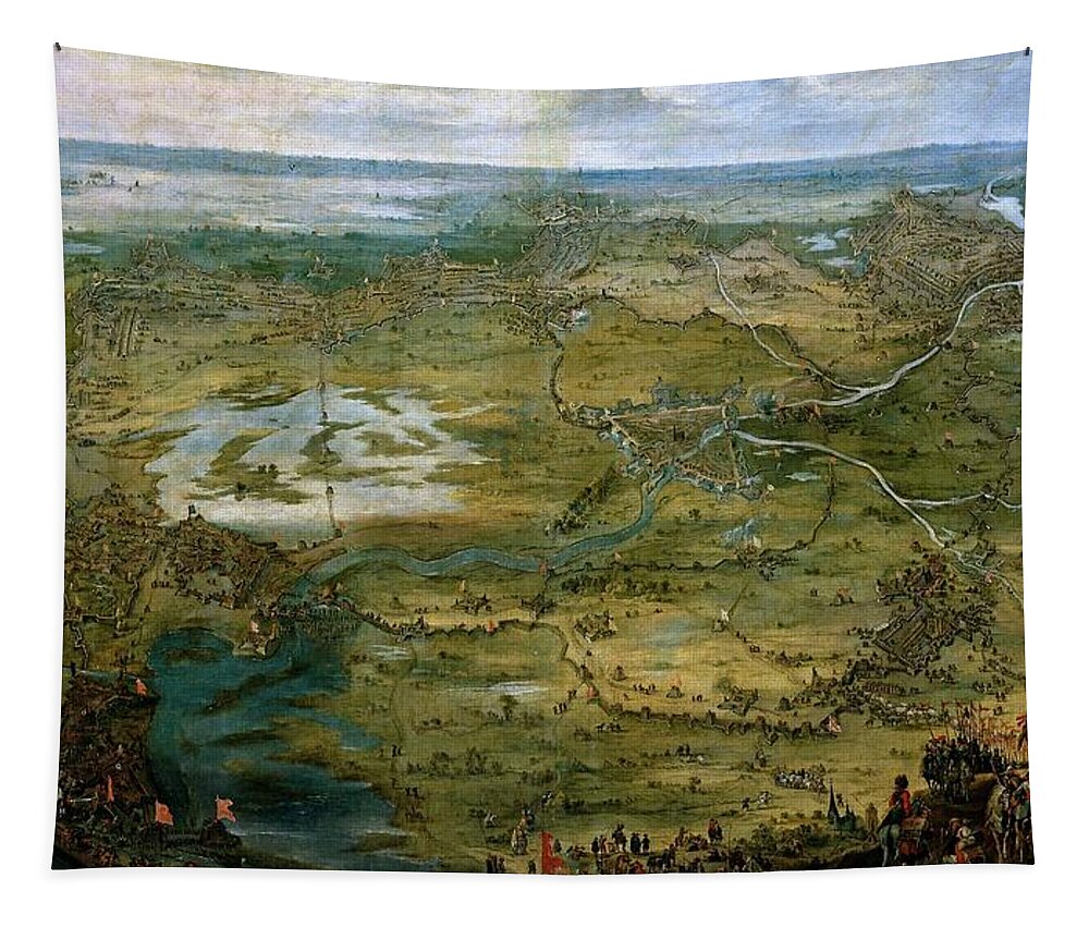 Pieter Snayers Tapestry featuring the painting 'Vista caballera del Sitio de Breda', First half 17th century, Flemish School, Oi... by Pieter Snayers -1592-1667-