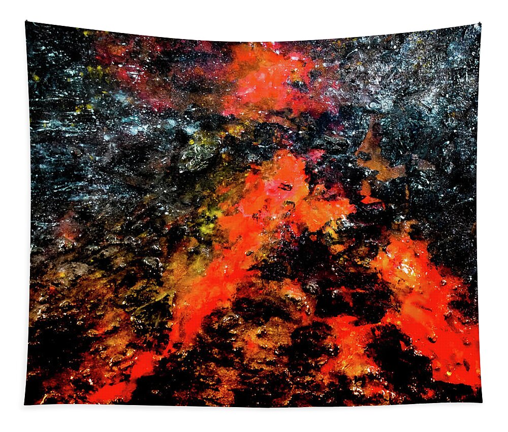 Volcano Tapestry featuring the mixed media Volcanic by Patsy Evans - Alchemist Artist
