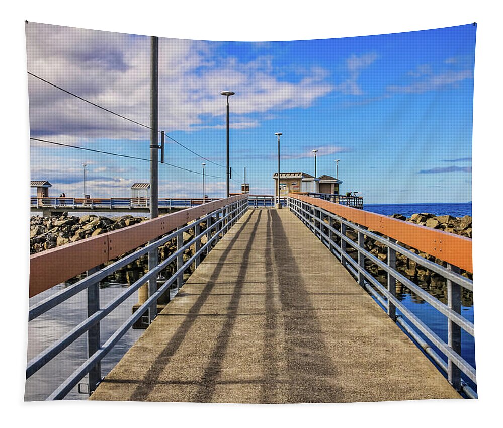 Dock Tapestry featuring the photograph Walking on the dock by Anamar Pictures