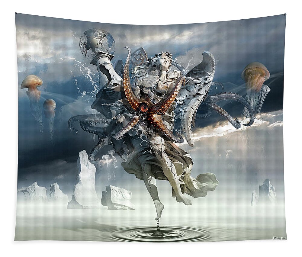 Imagination Tapestry featuring the digital art Walking on Water or Correlation of Dreams and Reality by George Grie
