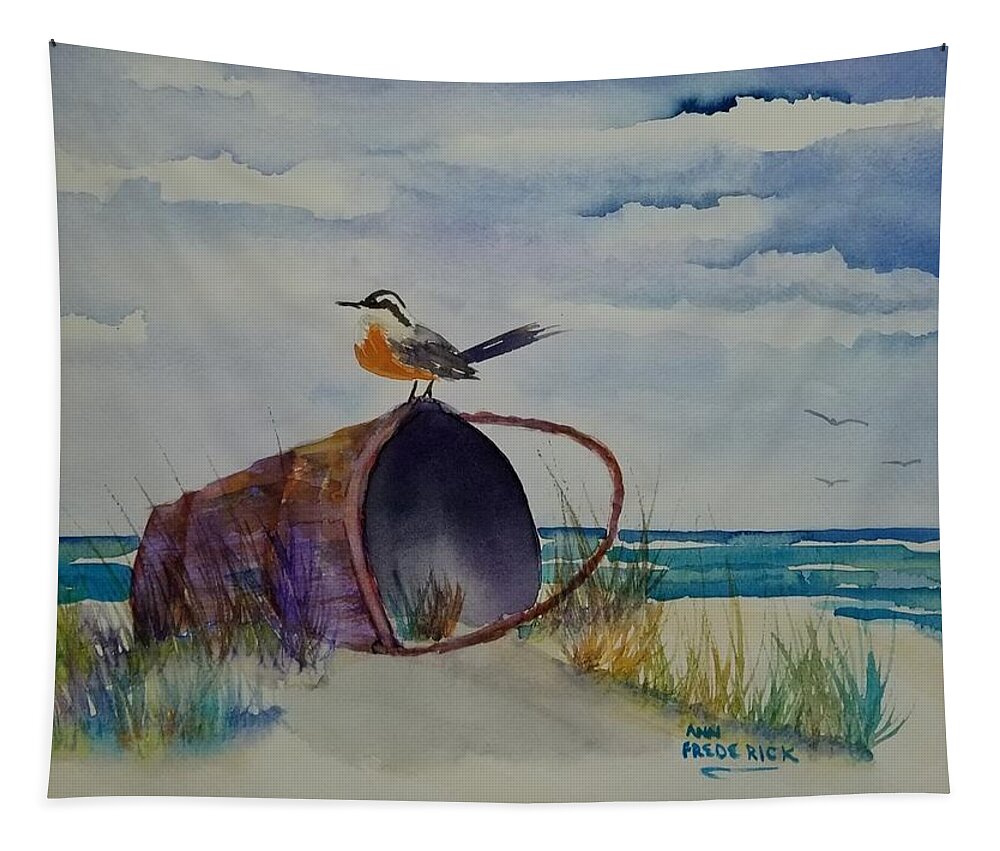 Ocean Tapestry featuring the painting Washed up by Ann Frederick
