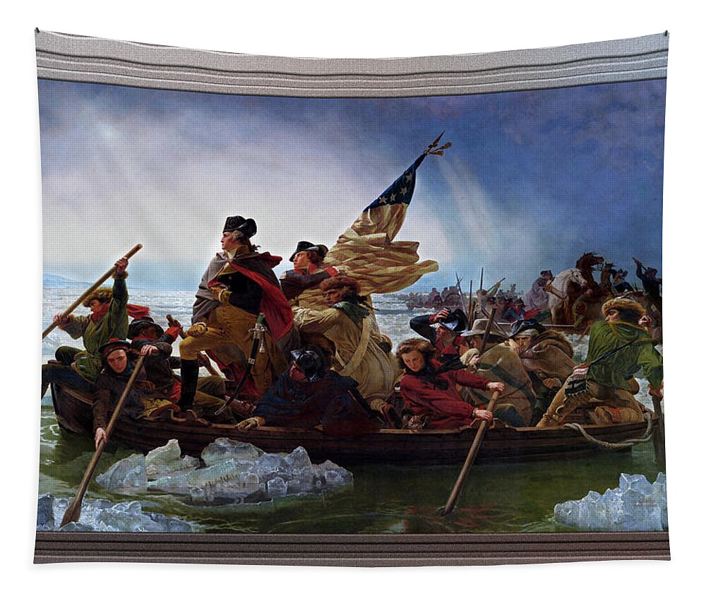 Washington Crossing The Delaware Tapestry featuring the painting Washington Crossing the Delaware by Emanuel Leutze by Rolando Burbon