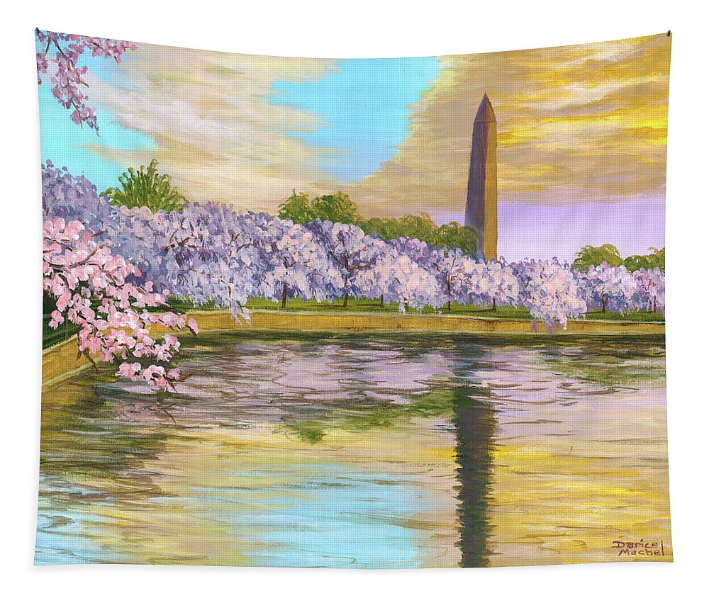 Washington Tapestry featuring the painting Washington Monument by Darice Machel McGuire