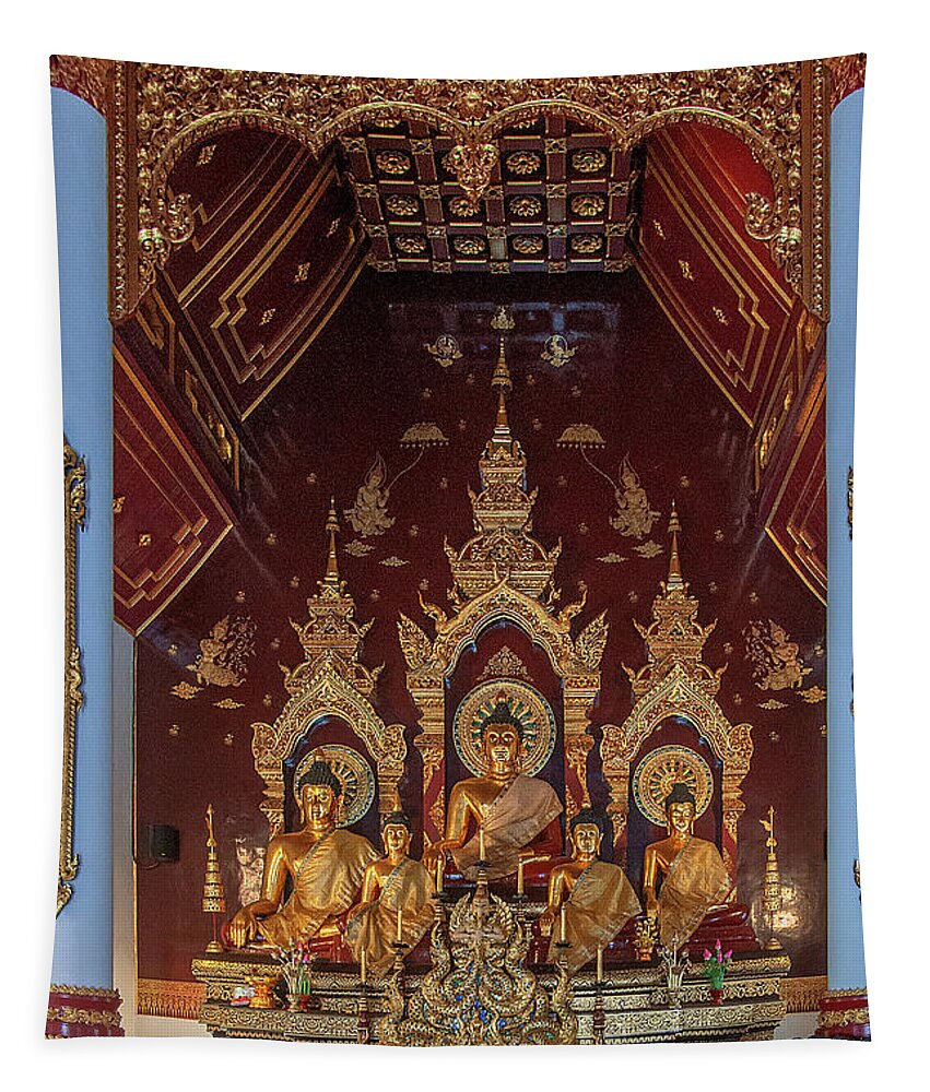 Scenic Tapestry featuring the photograph Wat Chang Taem Phra Wihan Buddha Images DTHCM2797 by Gerry Gantt