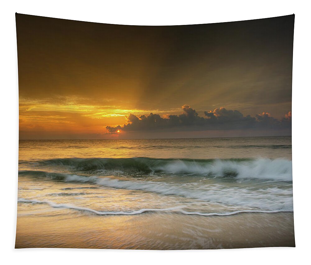 Atlantic Ocean Tapestry featuring the photograph Watching Waves At Sunrise by Greg and Chrystal Mimbs