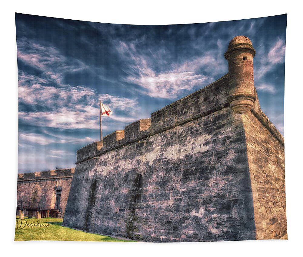St Augustine Tapestry featuring the photograph Watchtower by Joseph Desiderio