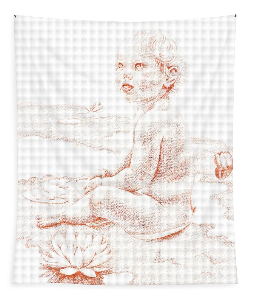 White Tapestry featuring the painting Water Nymph by Adrienne Dye