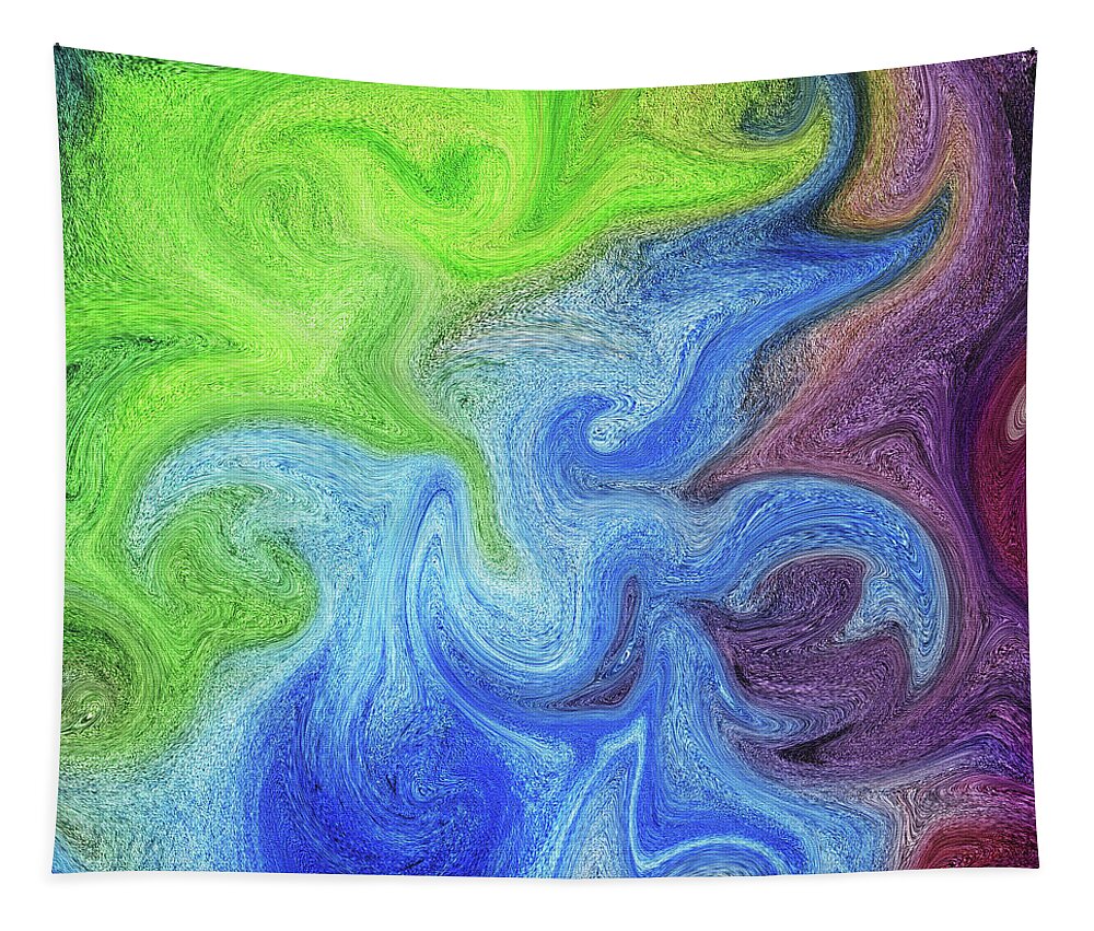 Liquid Tapestry featuring the painting Watercolor Liquid Colorful Abstract XI by Irina Sztukowski