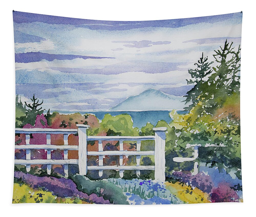 Port Angeles Tapestry featuring the painting Watercolor - Port Angeles Spring by Cascade Colors