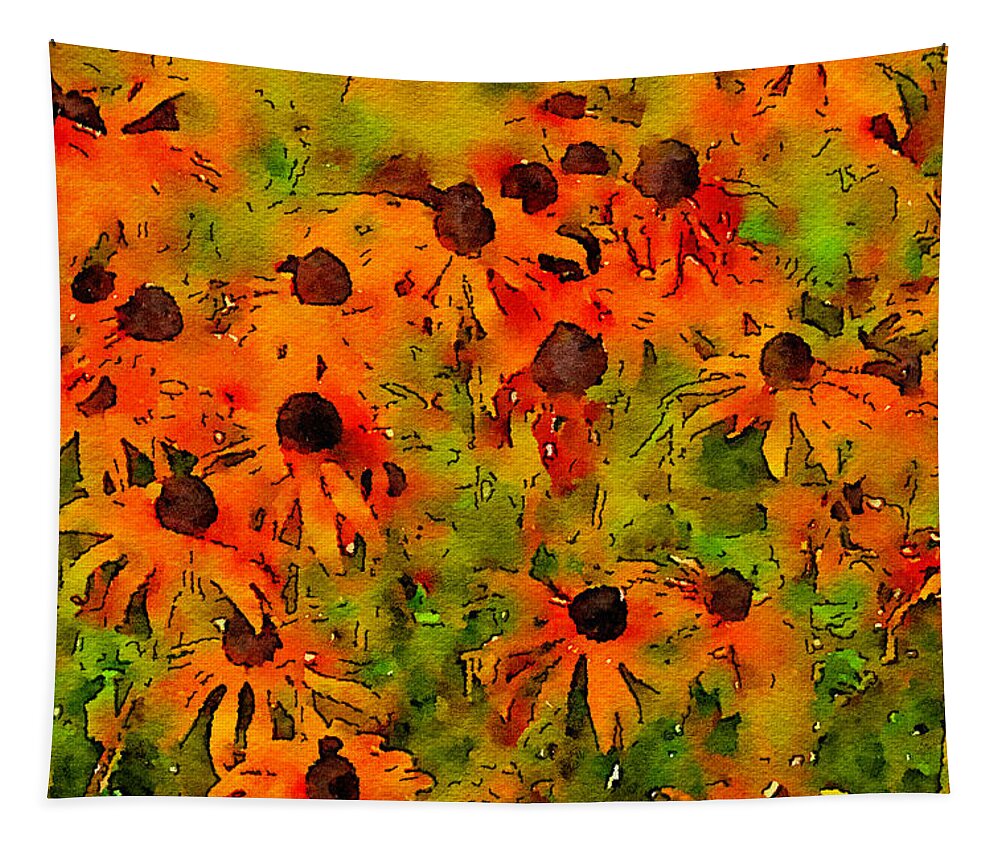 Blackeyed Susans Tapestry featuring the photograph Watercolor Susans by Bonnie Bruno