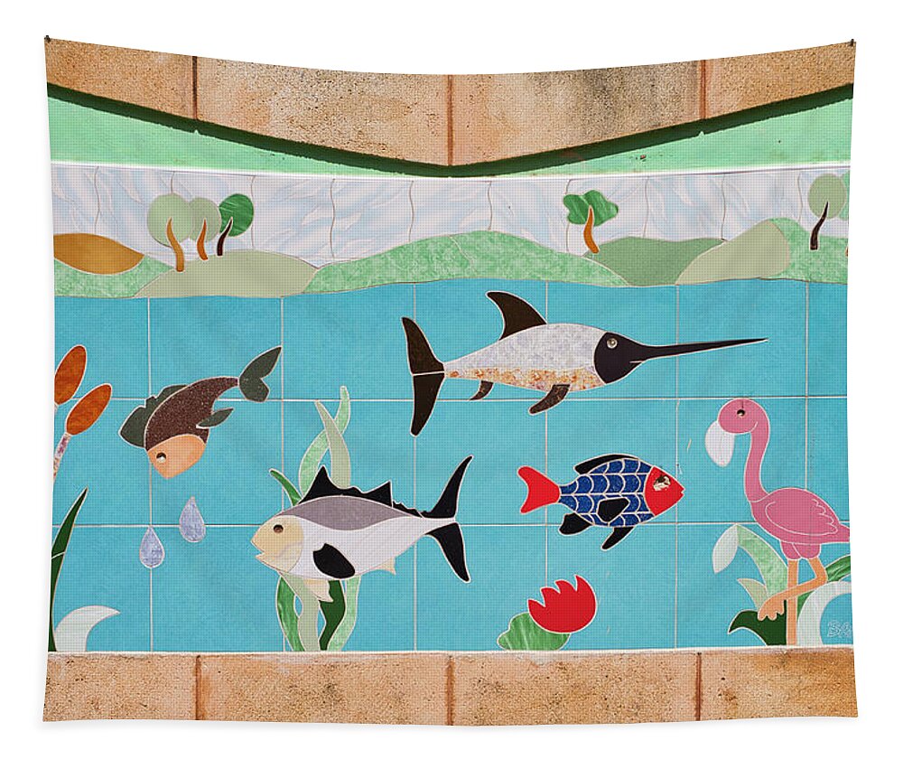 Fish Tapestry featuring the photograph Watkin Park Fish Mural by Paul Rebmann