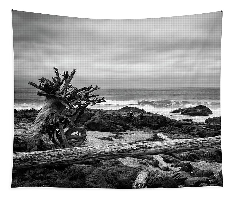 Black And White Tapestry featuring the photograph Wave Watching by Steven Clark